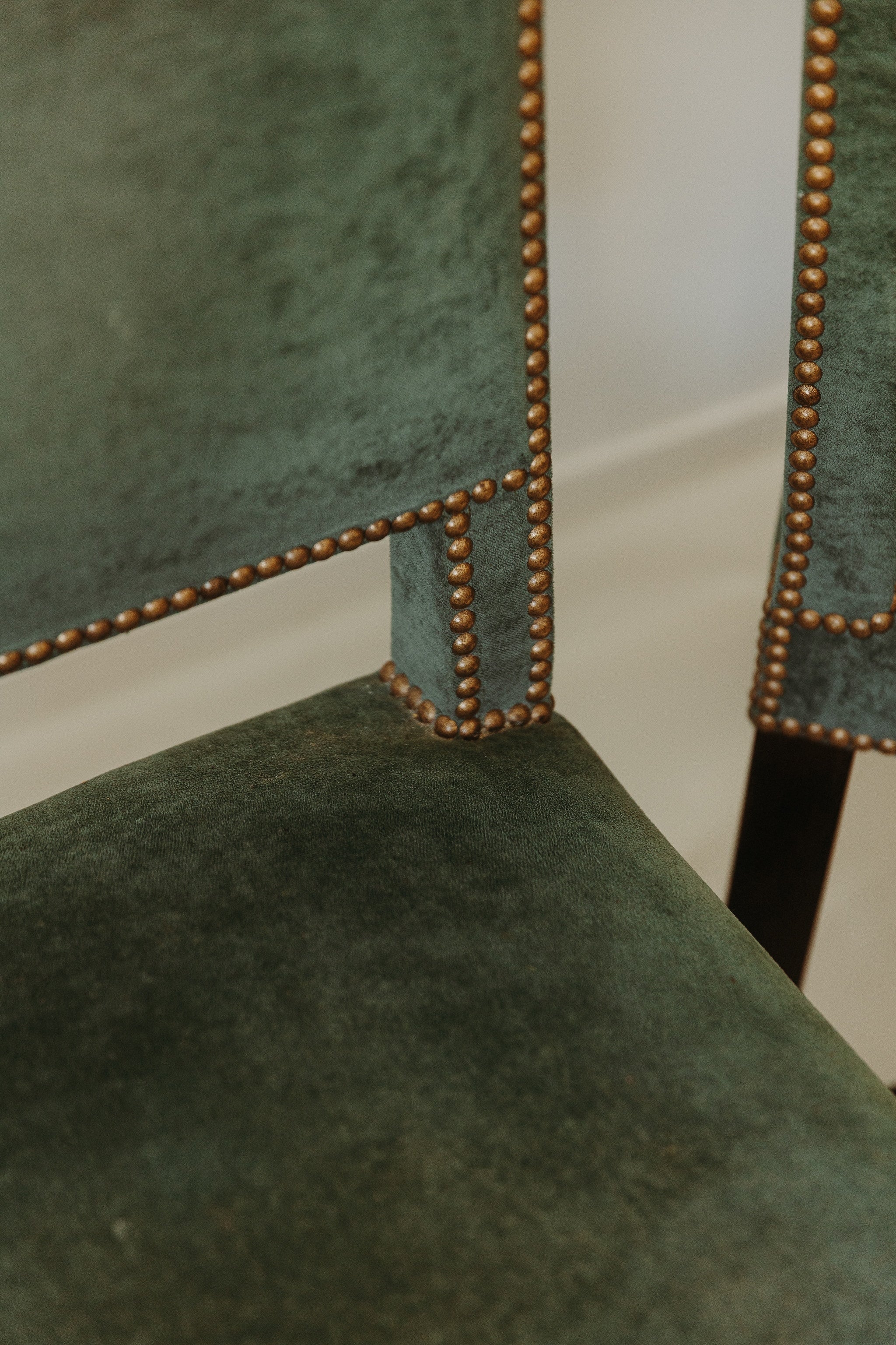 Pair of velvet and twisted walnut chairs, 20th century