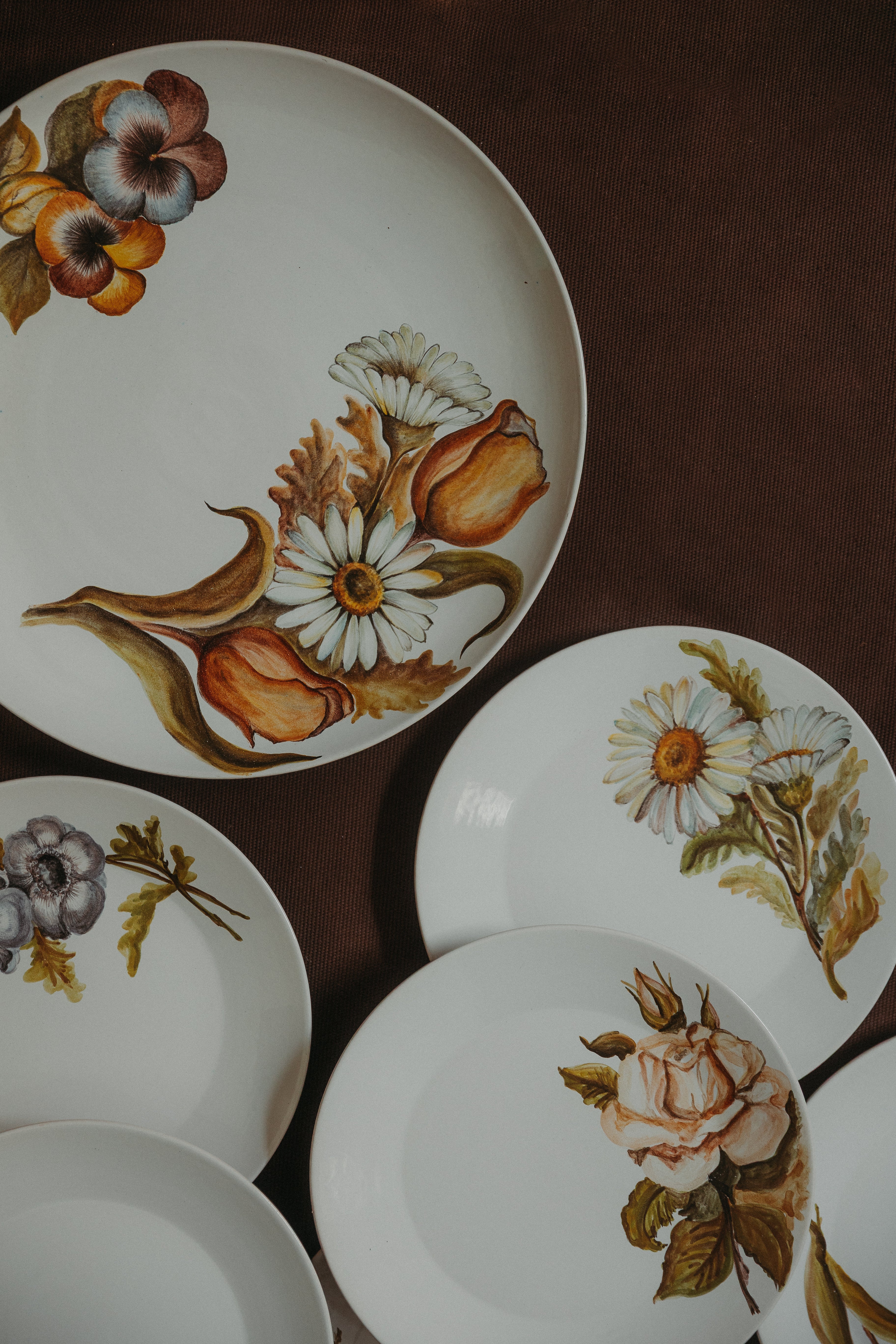 Hand-painted dessert service, Vallauris, 1960