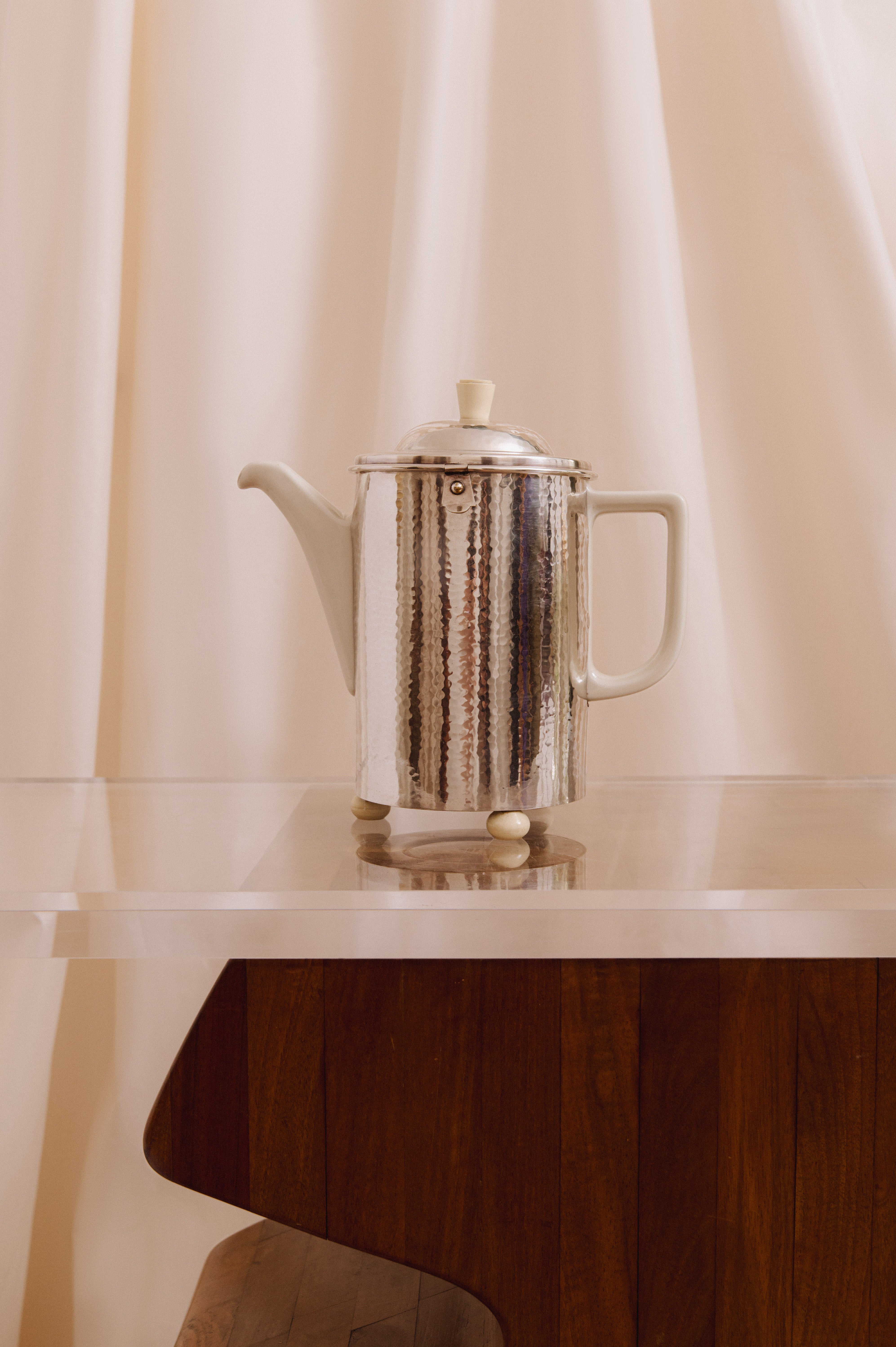 Cafetière vintage argent et porcelaine