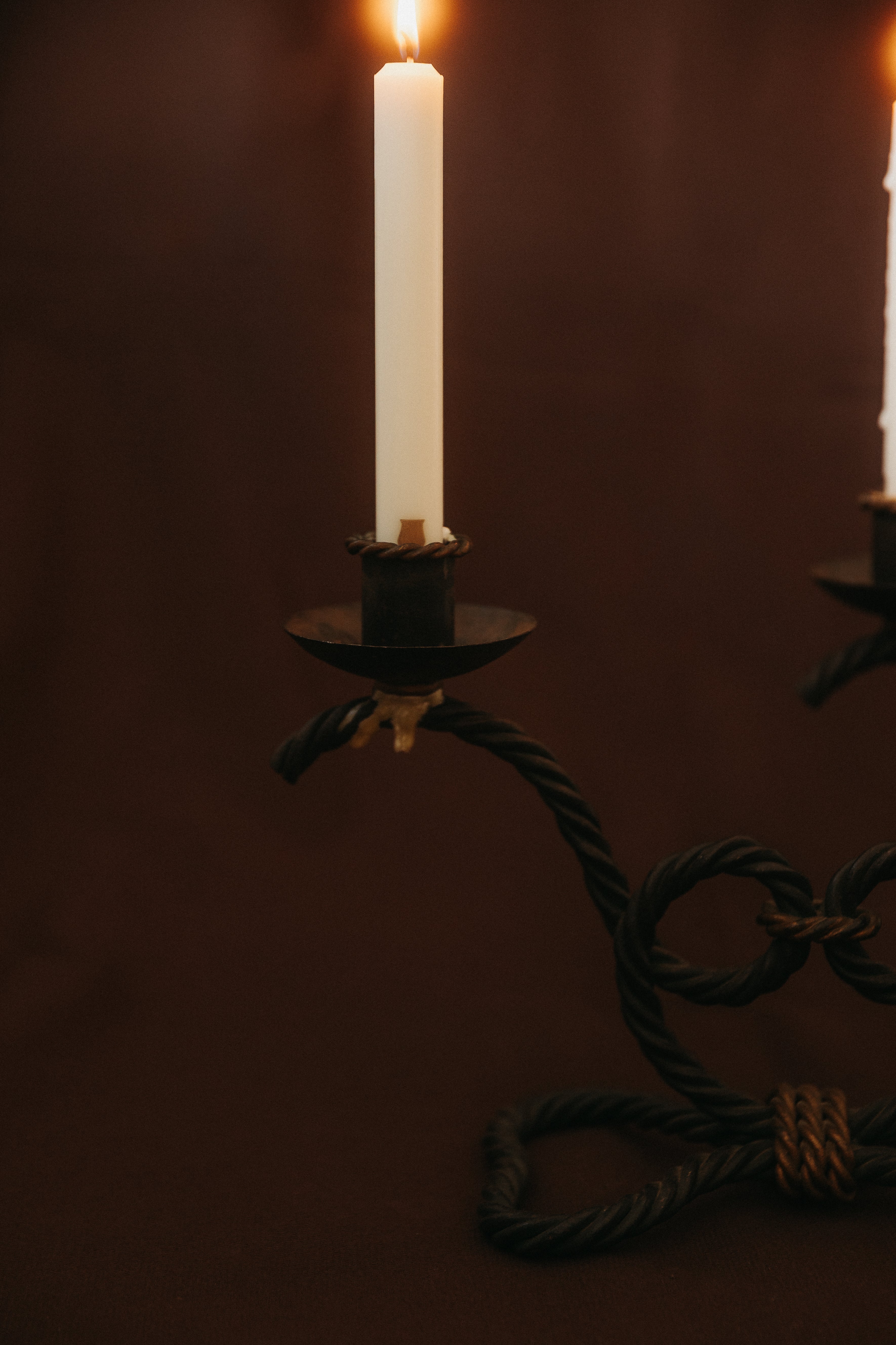 Vintage black rope candelabra