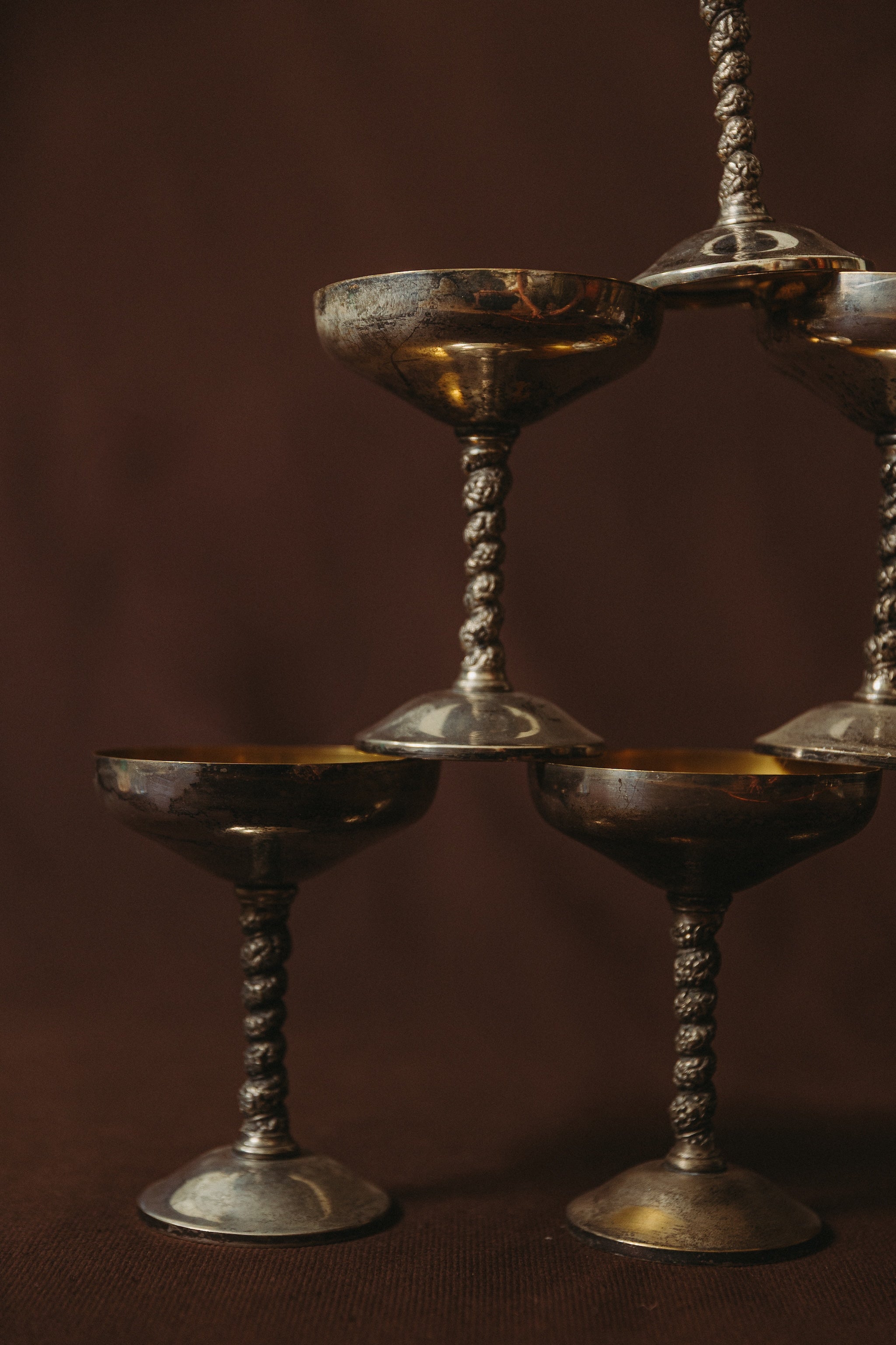 Gold-plated metal cups, 20th century