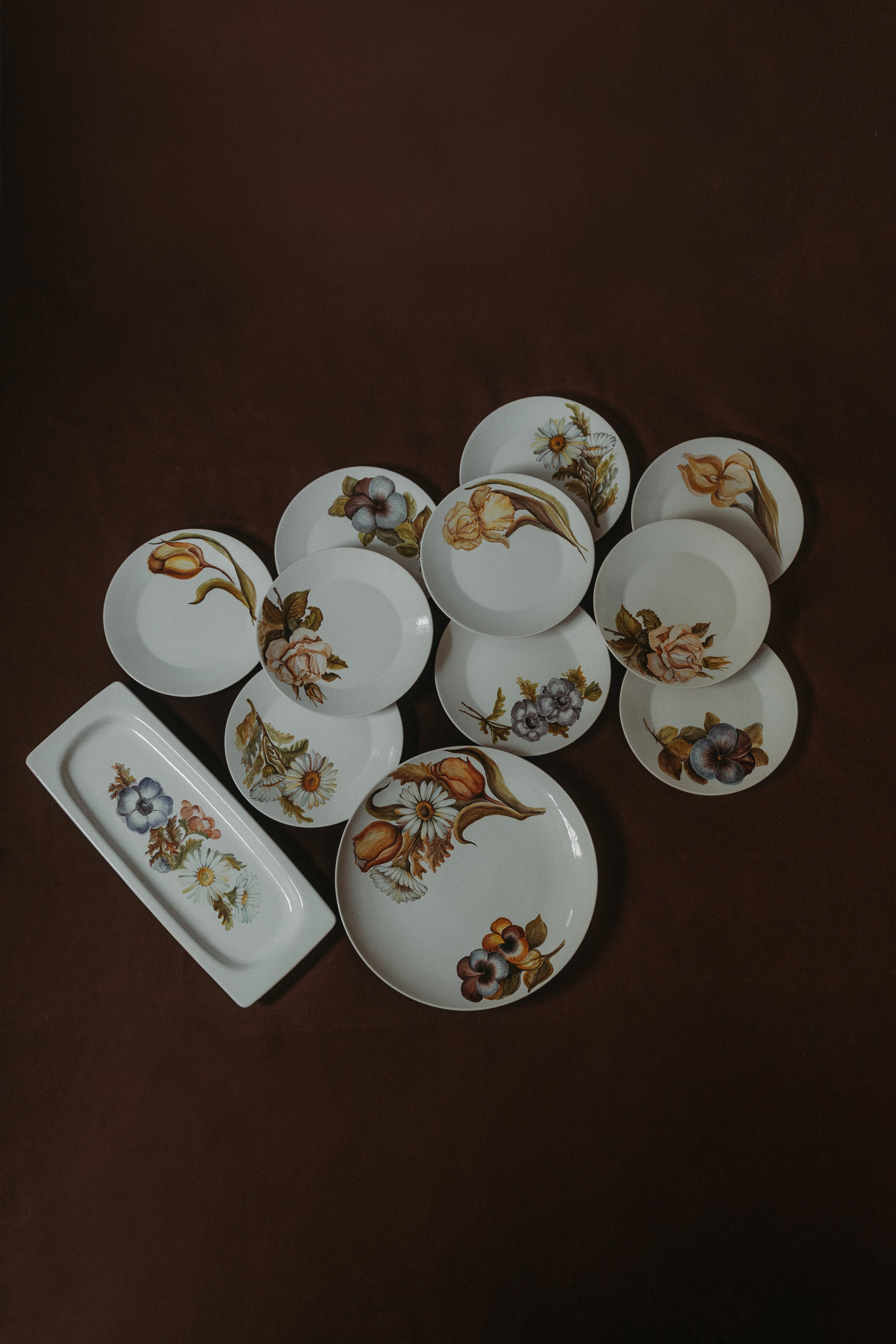 Hand-painted dessert service, Vallauris, 1960