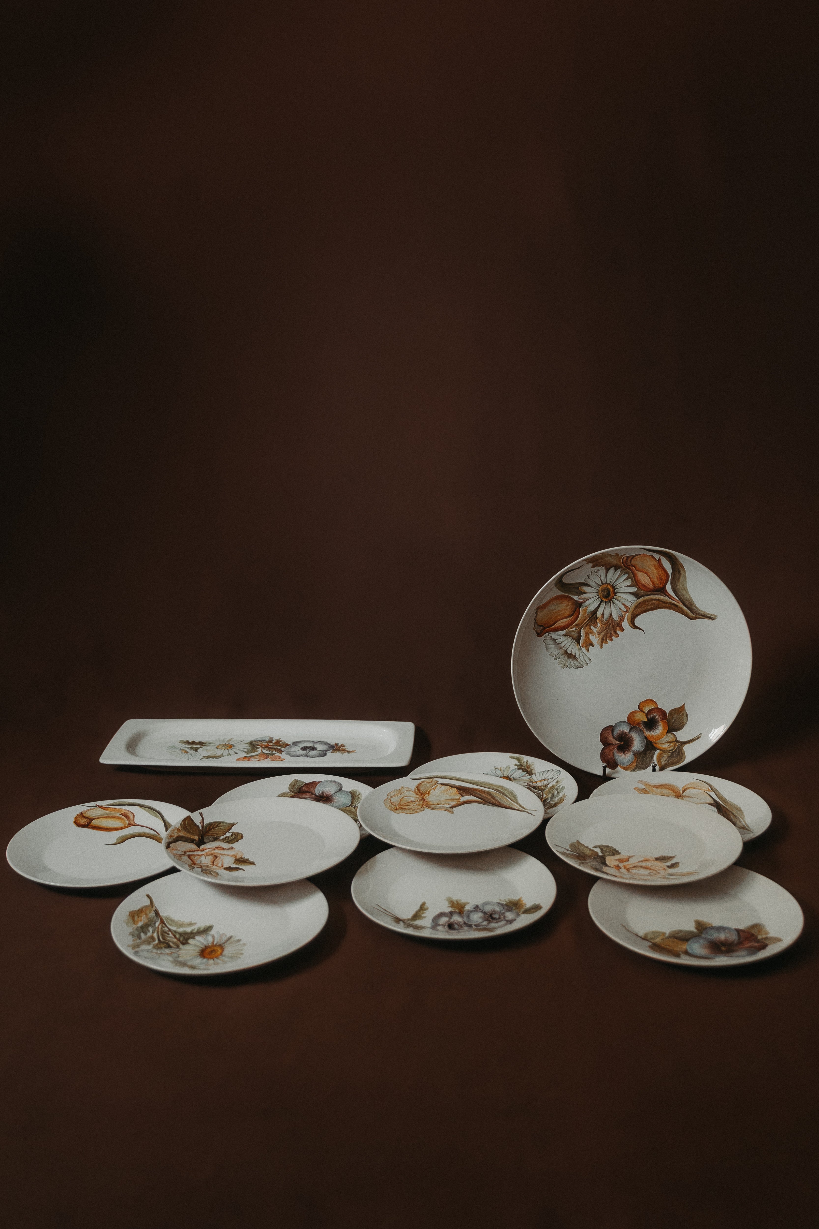 Hand-painted dessert service, Vallauris, 1960